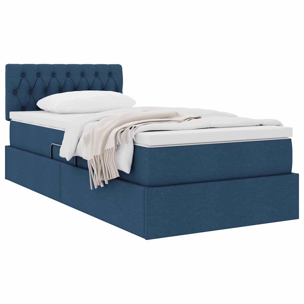 Letto con contenitore e materasso con testiera Blu 90 x 190 cm | homemem39