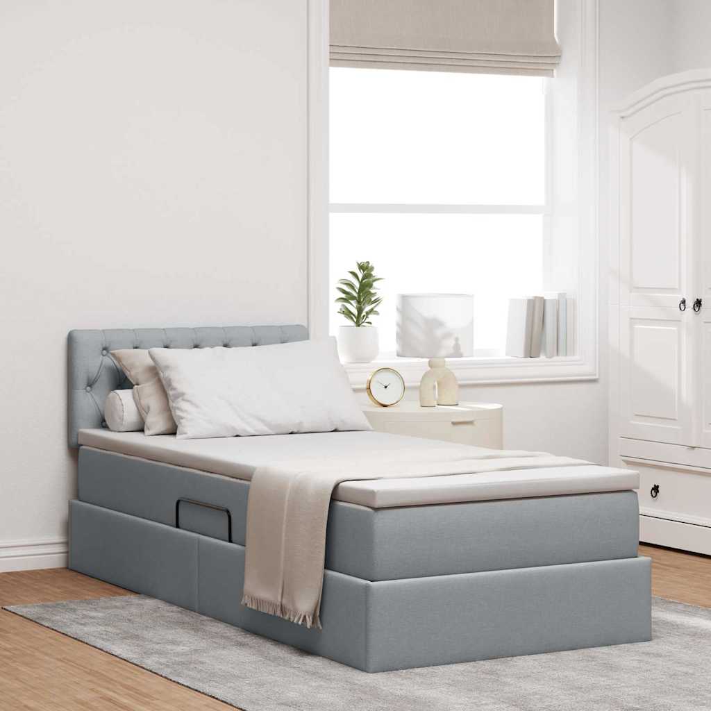 Letto con contenitore e materasso Grigio chiaro 90 x 200 cm | homemem39