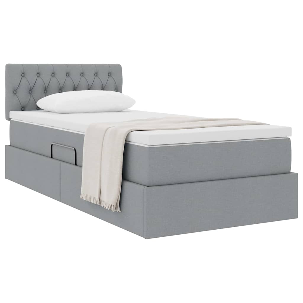 Letto con contenitore e materasso Grigio chiaro 90 x 200 cm | homemem39