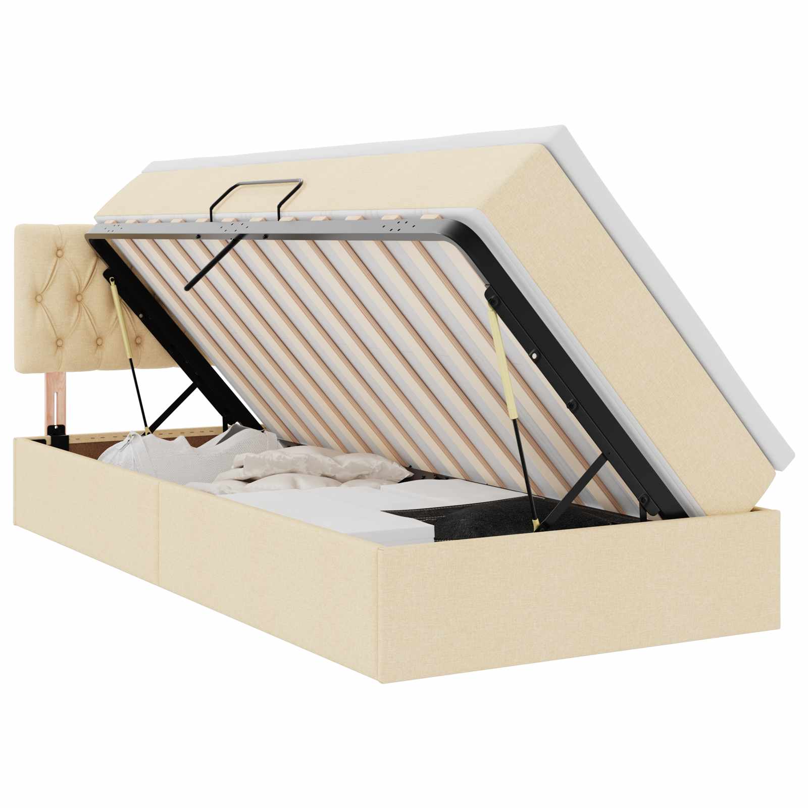 Letto con contenitore e materasso Crema 90 x 200 cm | homemem39