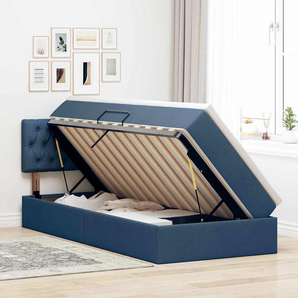 Letto con contenitore e materasso con materasso Blu 90 x 200 cm | homemem39