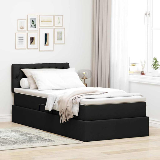 Letto con contenitore e materasso Nero 100 x 200 cm | homemem39
