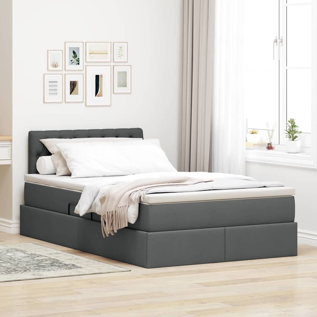 Letto con contenitore e materasso Grigio scuro 120 x 190 cm | homemem39