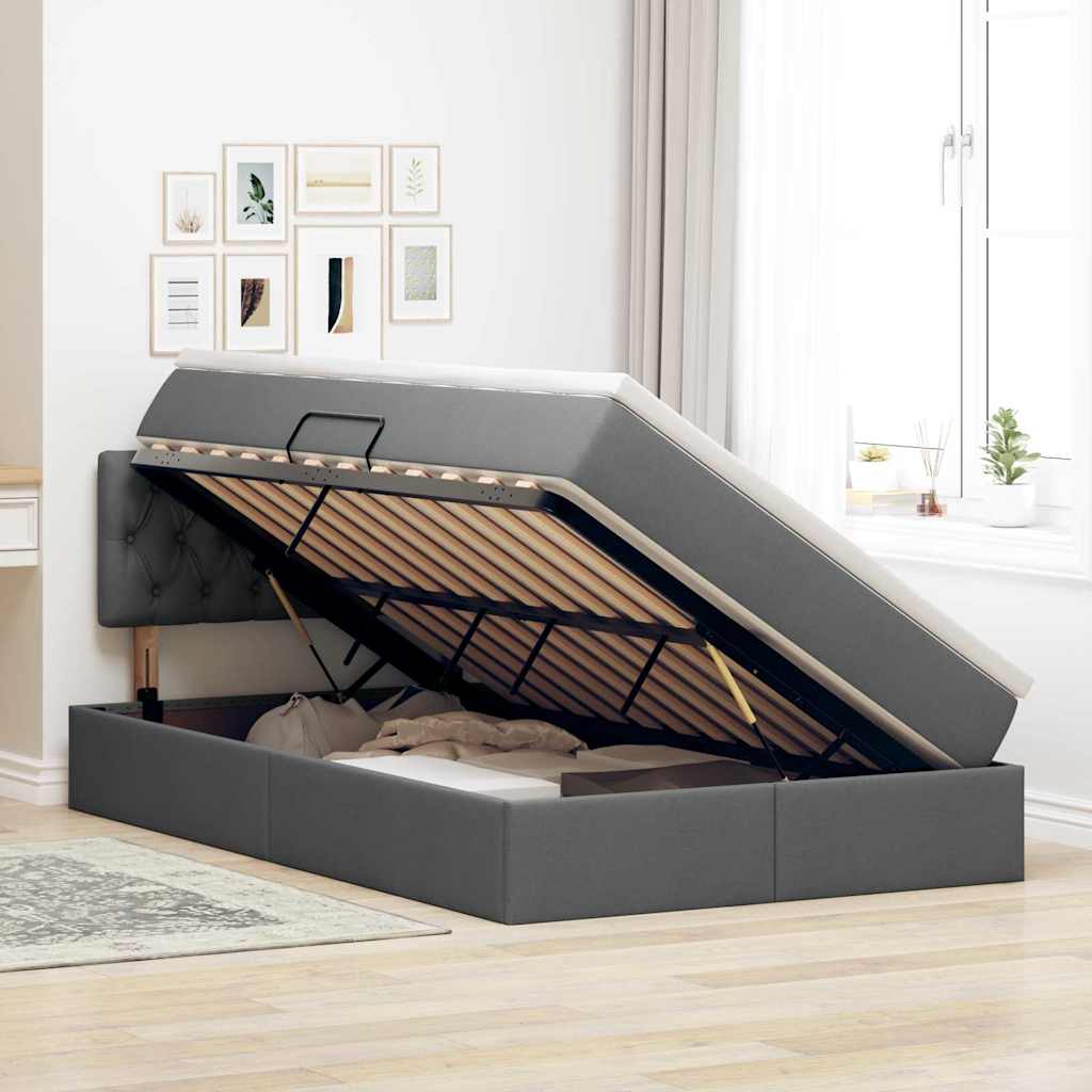 Letto con contenitore e materasso Grigio scuro 120 x 190 cm | homemem39