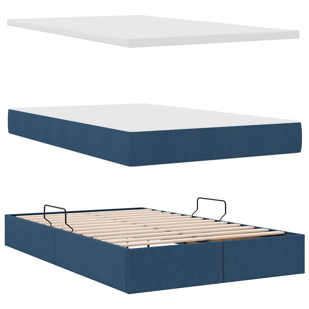 Letto con contenitore e materasso con testiera Blu 120 x 190 cm | homemem39