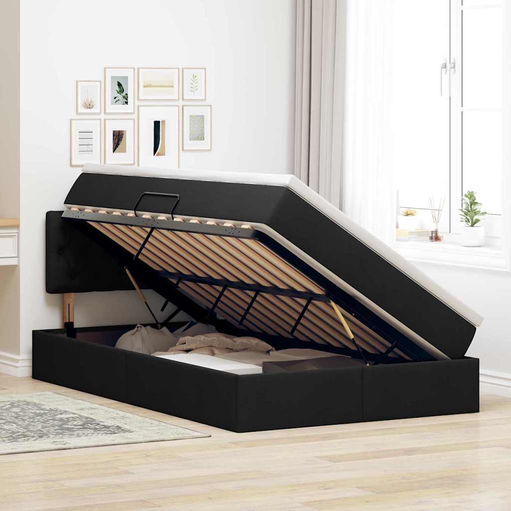 Letto con contenitore e materasso Nero 120 x 200 cm | homemem39