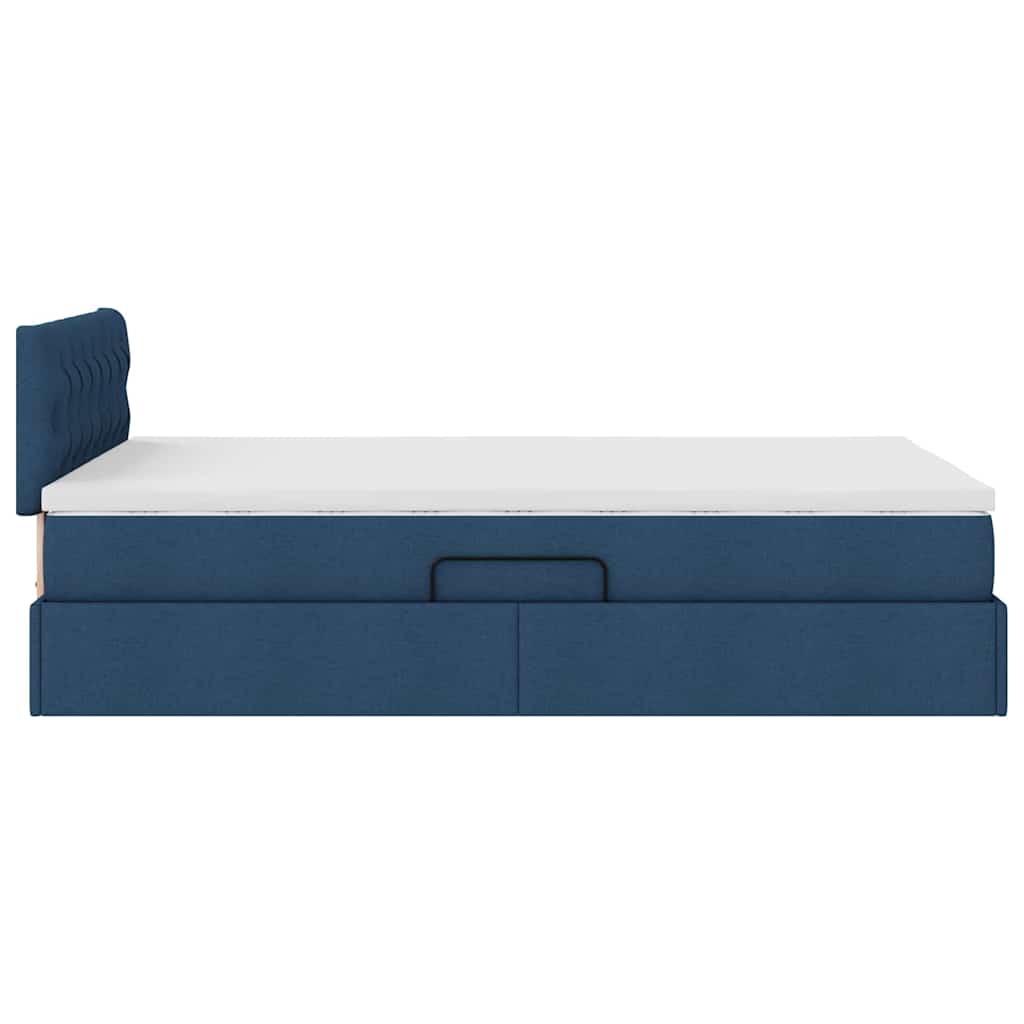 Letto con contenitore e materasso con testiera Blu 120 x 200 cm | homemem39