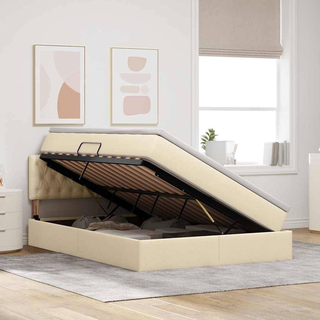 Letto con contenitore e materasso Crema 140 x 190 cm | homemem39