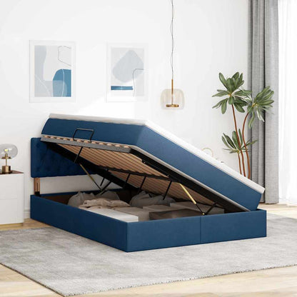 Letto con contenitore e materasso con testiera Blu 140 x 190 cm | homemem39