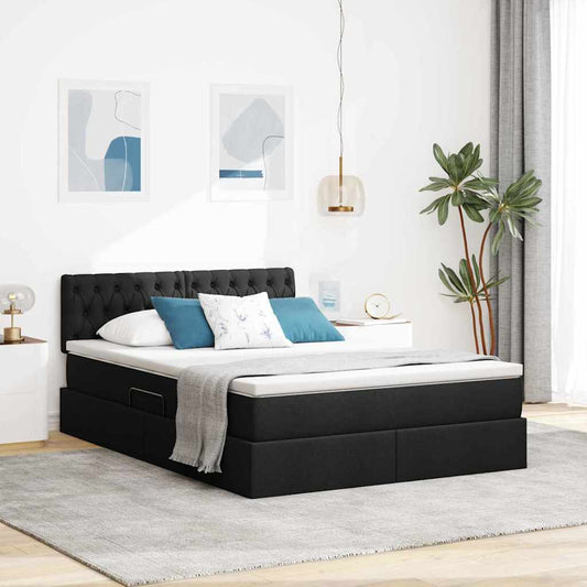Letto con contenitore e materasso Nero 140 x 200 cm | homemem39