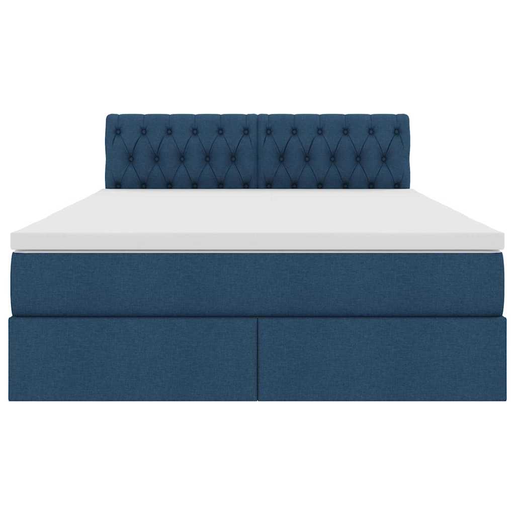 Letto con contenitore e materasso con testiera Blu 140 x 200 cm | homemem39
