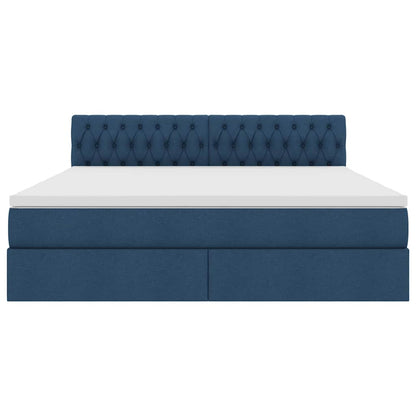 Letto con contenitore e materasso con testiera Blu 160 x 200 cm | homemem39