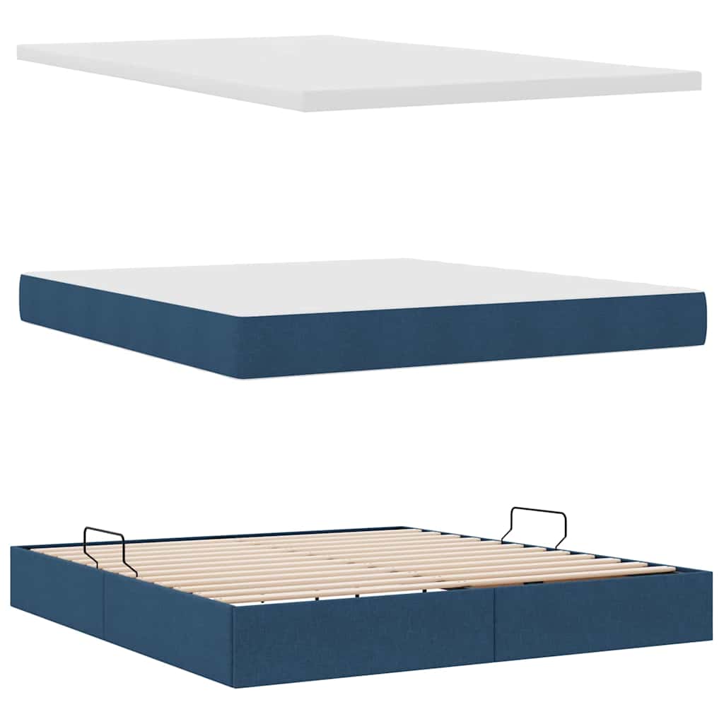 Letto con contenitore e materasso con testiera Blu 180 x 200 cm | homemem39