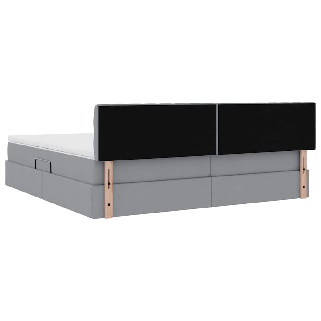 Letto con contenitore e materasso Grigio chiaro 200 x 200 cm