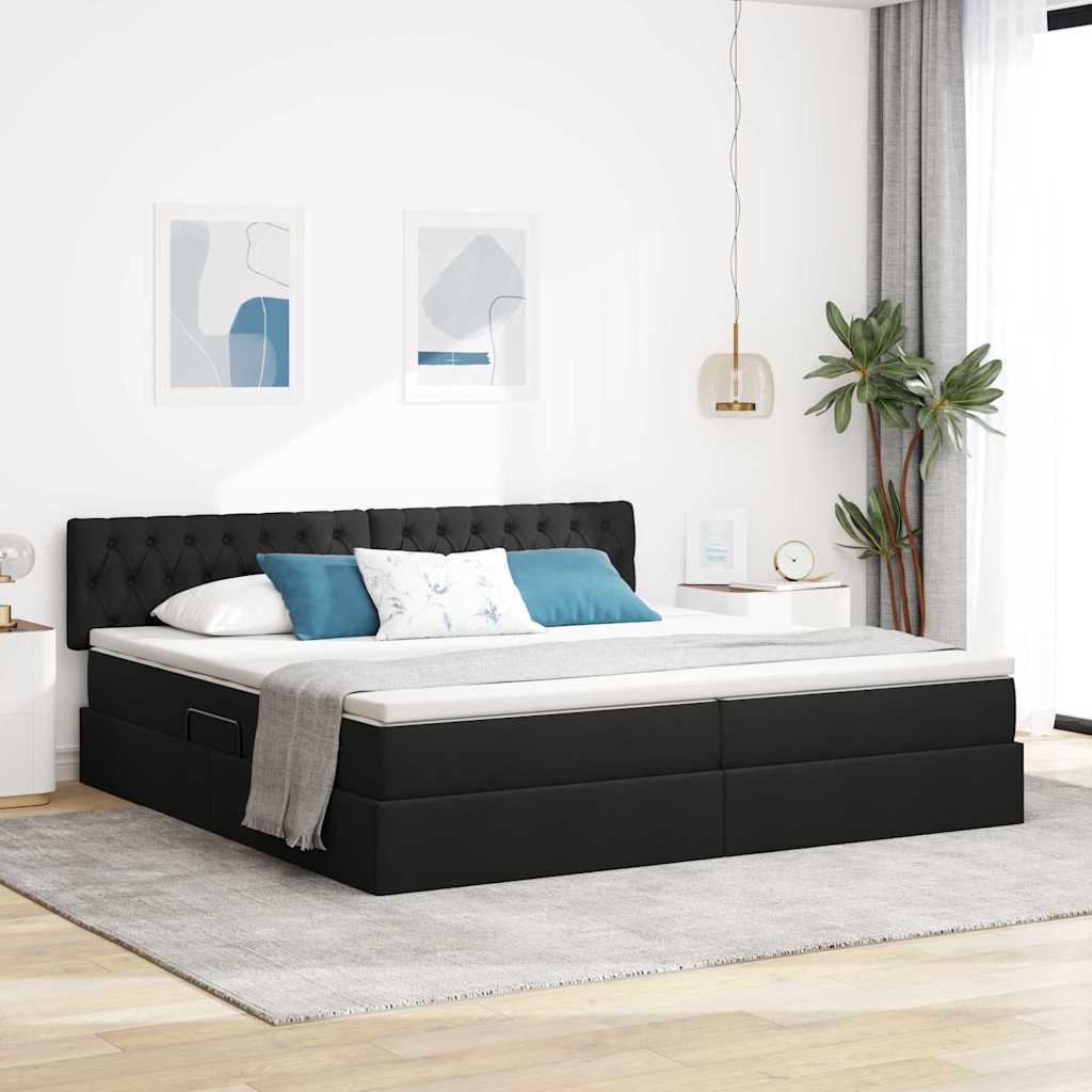 Letto con contenitore e materasso Nero 200 x 200 cm | homemem39