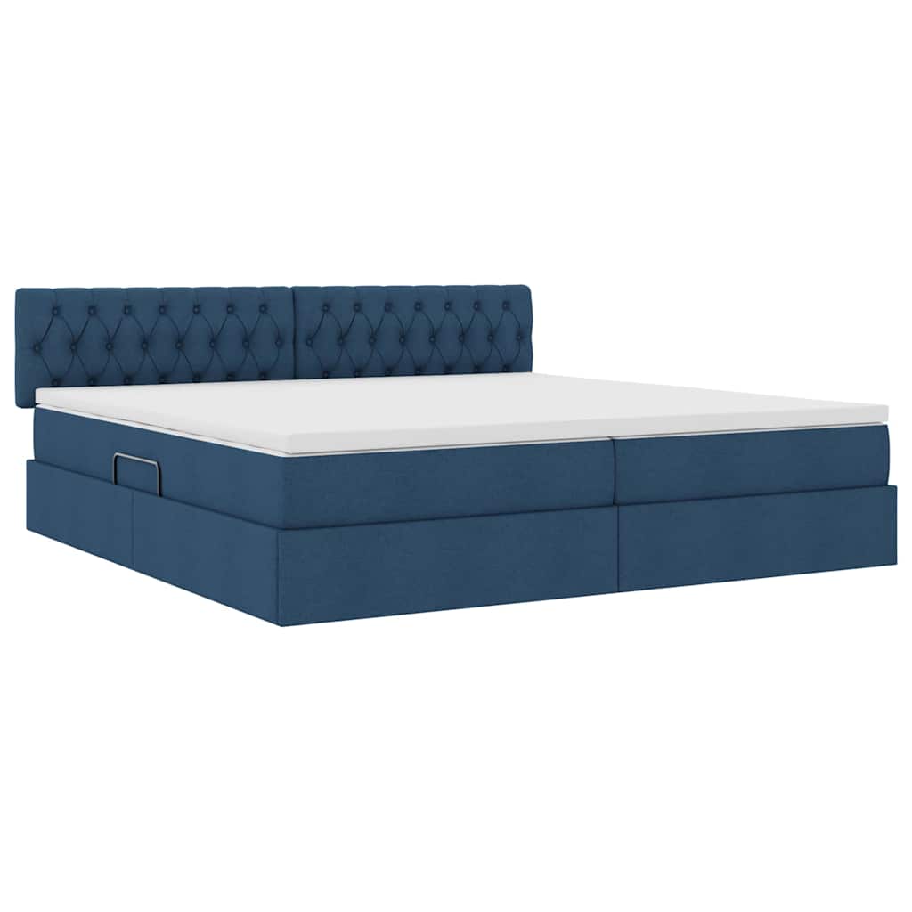 Letto con contenitore e materasso con testiera Blu 200 x 200 cm | homemem39