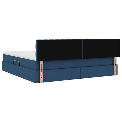 Letto con contenitore e materasso con testiera Blu 200 x 200 cm | homemem39
