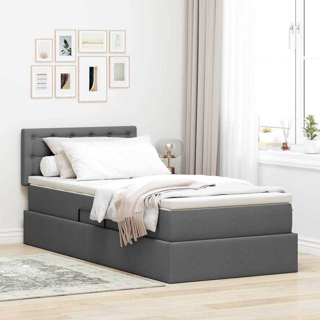 Letto con contenitore e materasso Grigio scuro 90 x 190 cm | homemem39