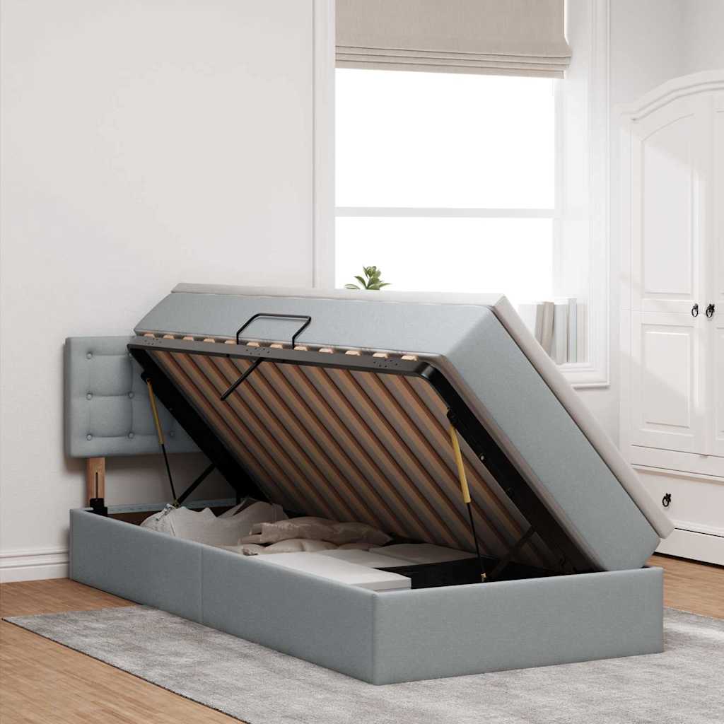 Letto con contenitore e materasso Grigio chiaro 90 x 200 cm | homemem39