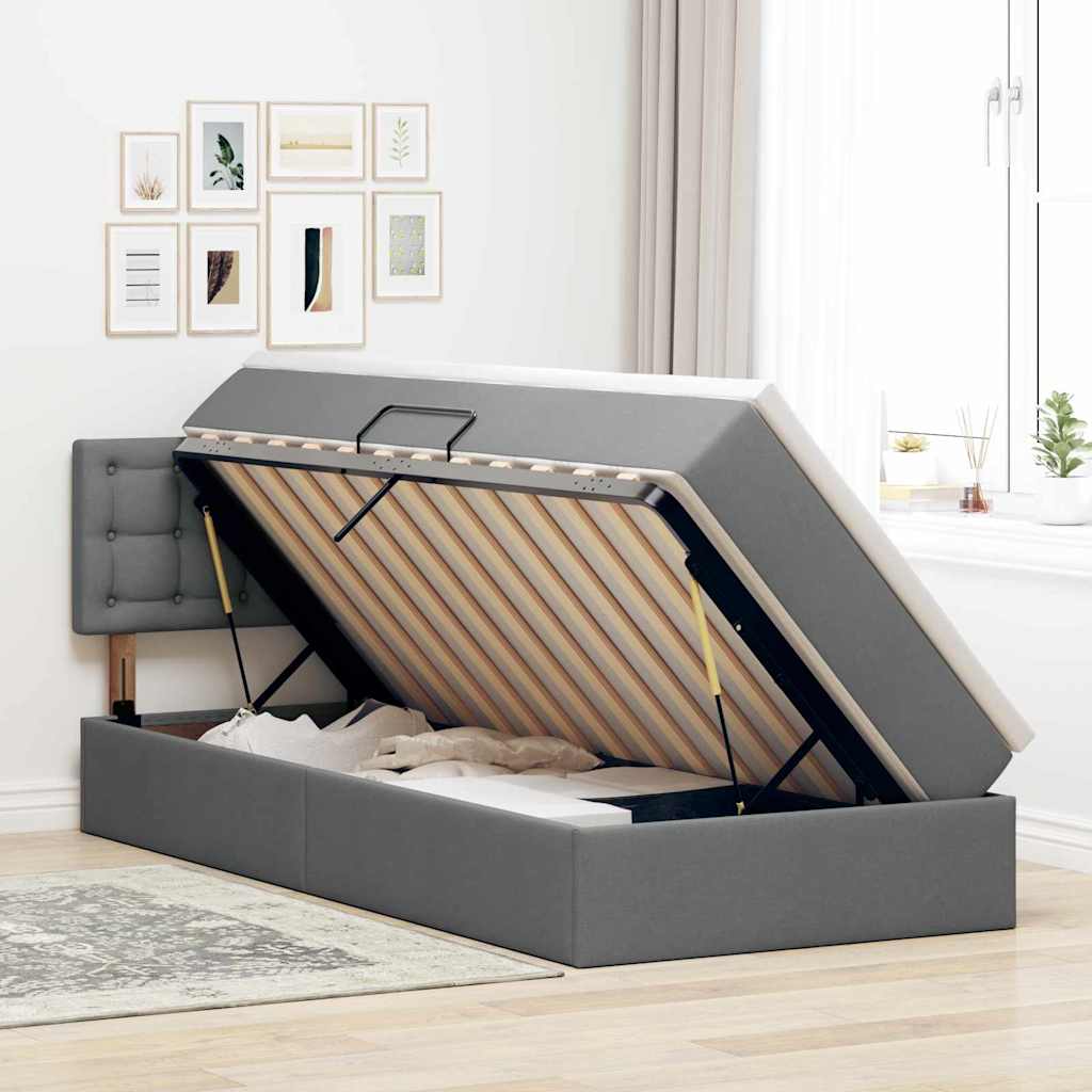 Letto con contenitore e materasso Grigio scuro 90 x 200 cm | homemem39