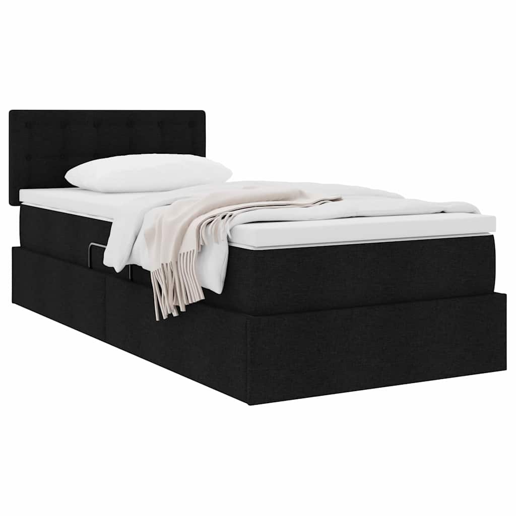 Letto con contenitore e materasso Nero 100 x 200 cm | homemem39