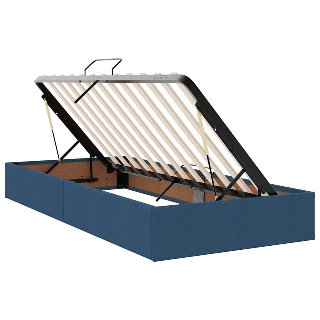 Letto con contenitore e materasso con testiera Blu 100 x 200 cm | homemem39