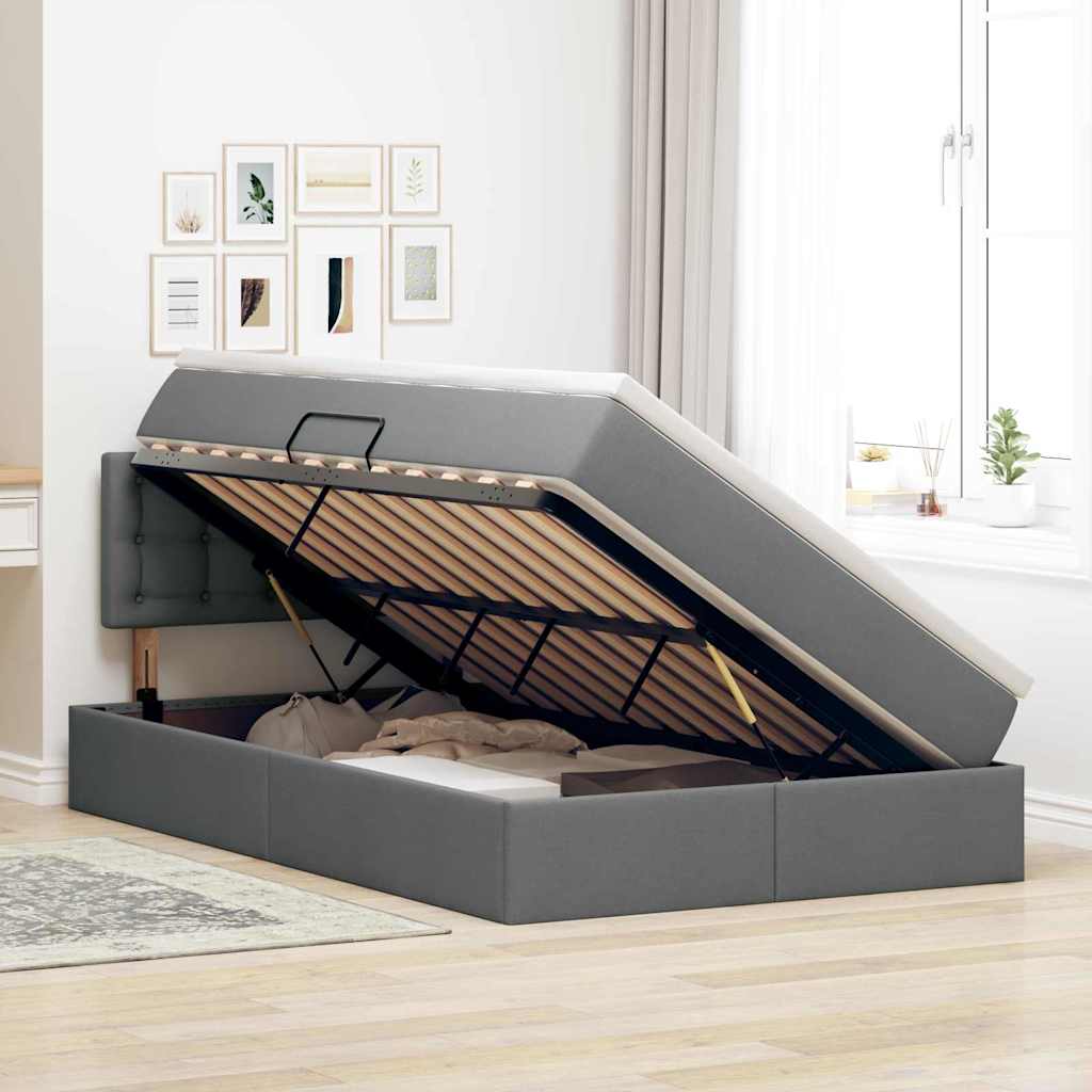 Letto con contenitore e materasso Grigio scuro 120 x 200 cm | homemem39