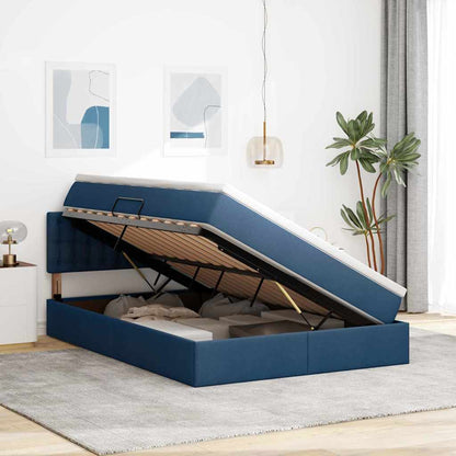 Letto con contenitore e materasso con testiera Blu 140 x 190 cm | homemem39