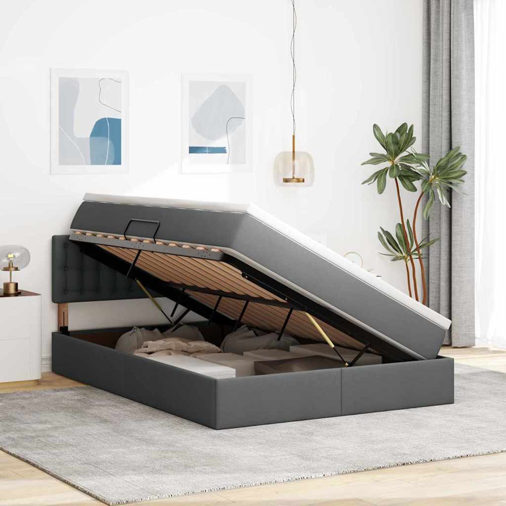Letto con contenitore e materasso Grigio scuro 140 x 200 cm | homemem39