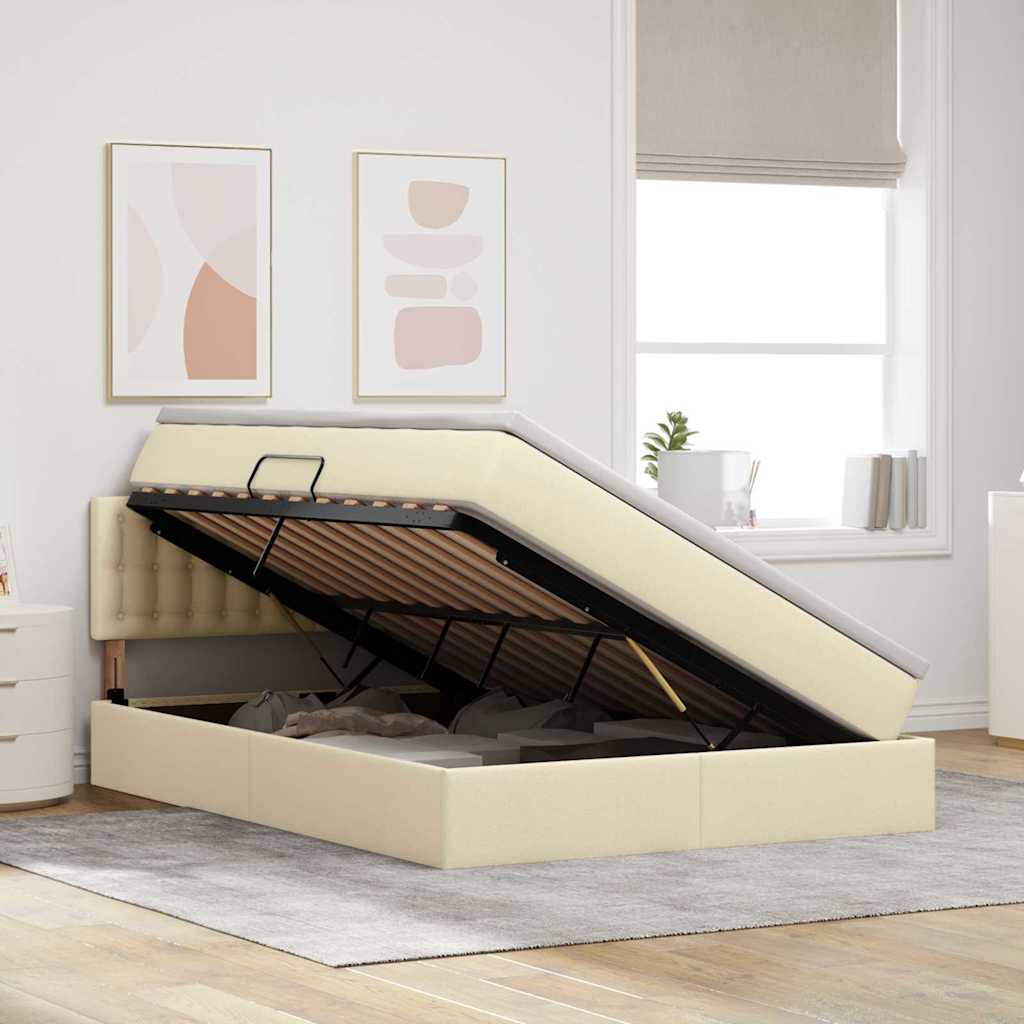 Letto con contenitore e materasso Crema 140 x 200 cm | homemem39