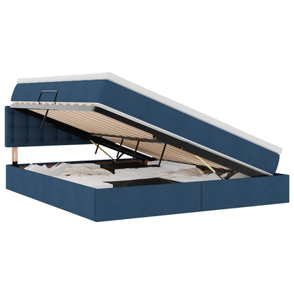 Letto con contenitore e materasso con testiera Blu 160 x 200 cm | homemem39