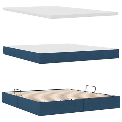 Letto con contenitore e materasso con testiera Blu 160 x 200 cm | homemem39