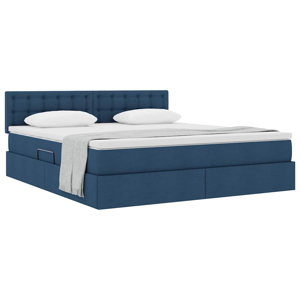Letto con contenitore e materasso con testiera Blu 160 x 200 cm | homemem39