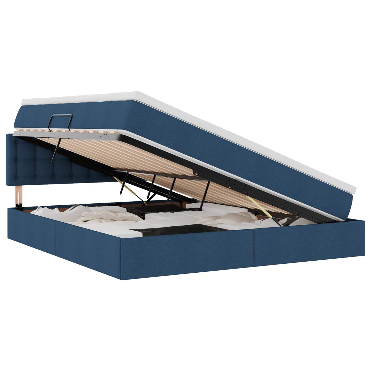 Letto con contenitore e materasso con testiera Blu 180 x 200 cm