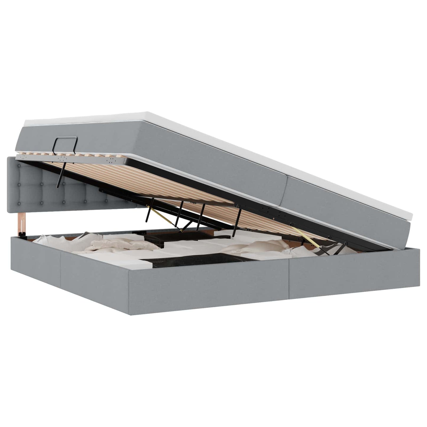 Letto con contenitore e materasso Grigio chiaro 200 x 200 cm