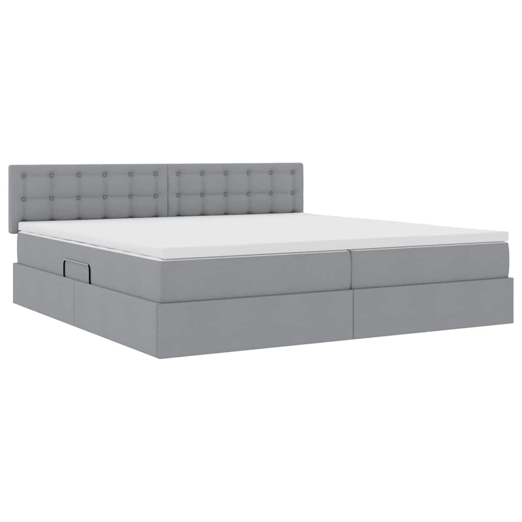 Letto con contenitore e materasso Grigio chiaro 200 x 200 cm