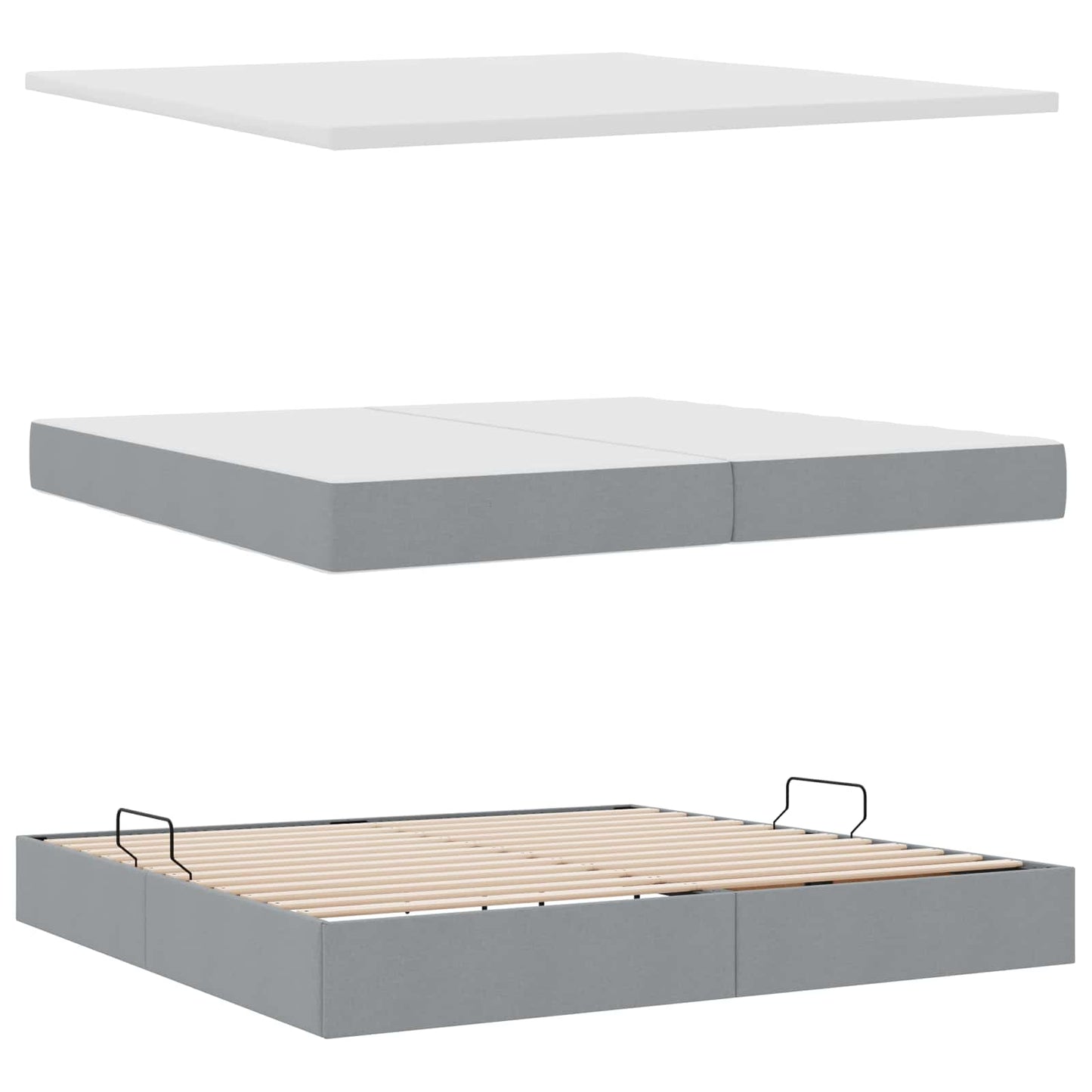 Letto con contenitore e materasso Grigio chiaro 200 x 200 cm | homemem39