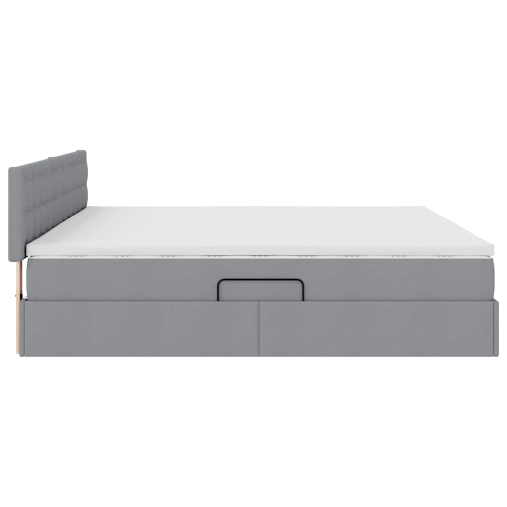 Letto con contenitore e materasso Grigio chiaro 200 x 200 cm