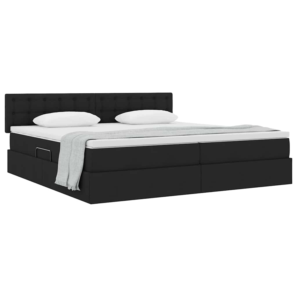 Letto con contenitore e materasso Nero 200 x 200 cm