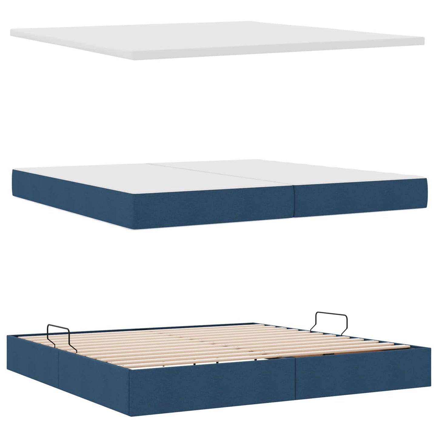 Letto con contenitore e materasso con testiera Blu 200 x 200 cm | homemem39