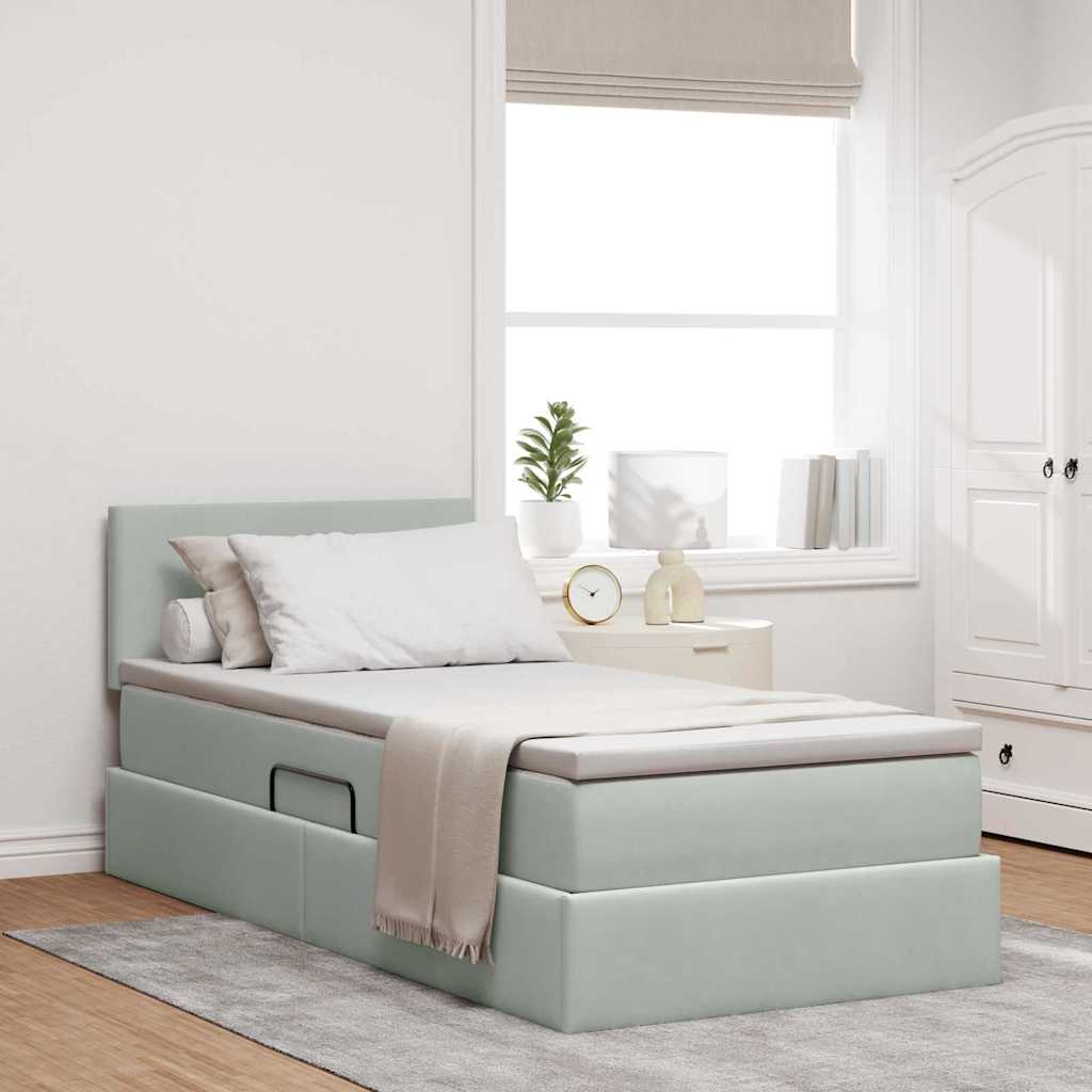 Letto con Contenitore Grigio chiaro 90 x 190 cm Velluto