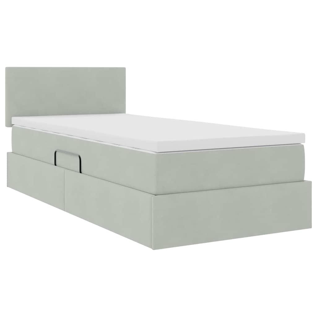 Letto con Contenitore Grigio chiaro 90 x 190 cm Velluto