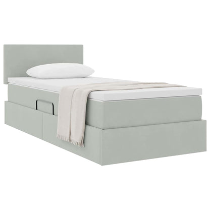 Letto con Contenitore Grigio chiaro 90 x 190 cm Velluto
