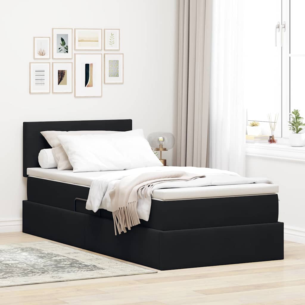 Letto con Contenitore con materasso Nero 90 x 190 cm Velluto | homemem39