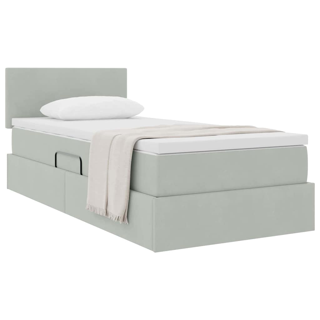 Letto con Contenitore Grigio chiaro 90 x 200 cm Velluto | homemem39