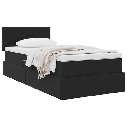Letto con Contenitore con materasso Nero 90 x 200 cm Velluto