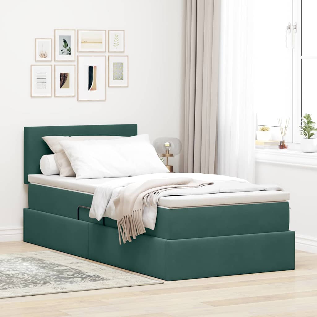 Letto con Contenitore Verde Scuro 90 x 200 cm Velluto