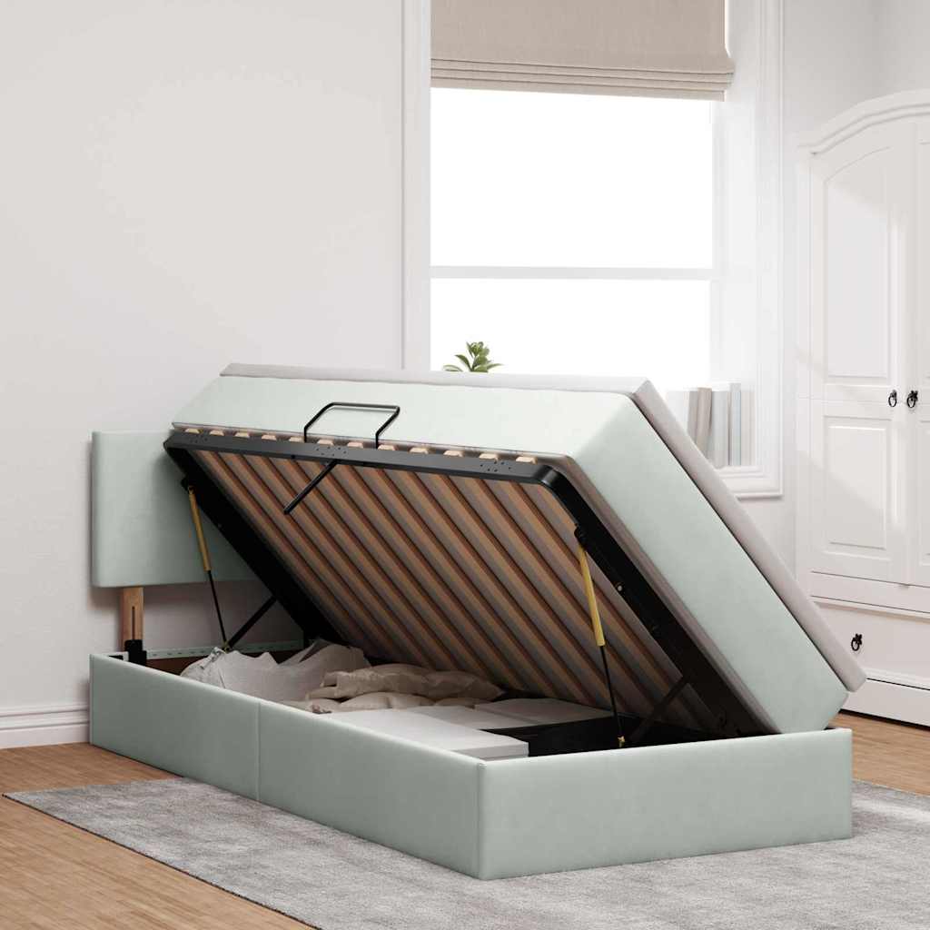 Letto con Contenitore Grigio chiaro 100 x 200 cm Velluto | homemem39