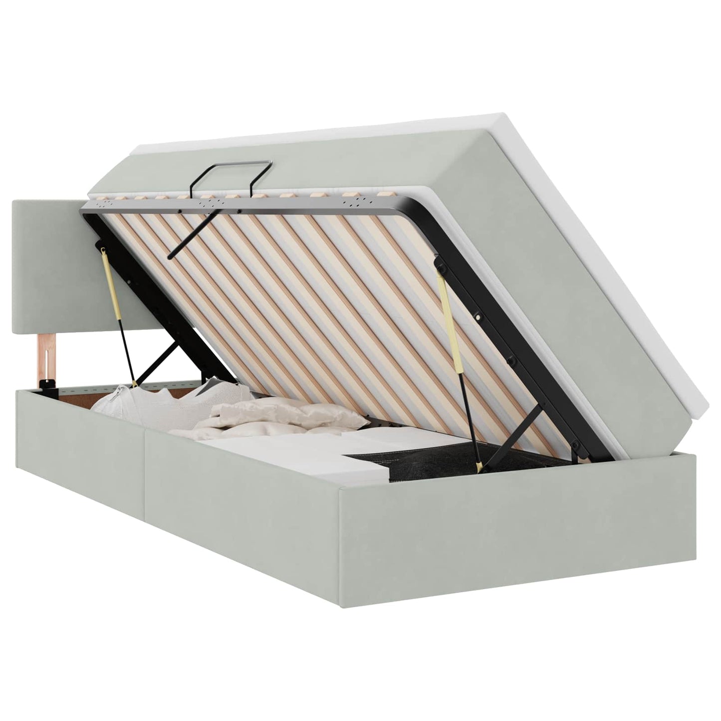 Letto con Contenitore Grigio chiaro 100 x 200 cm Velluto