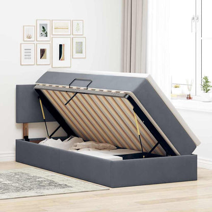 Letto con Contenitore Grigio scuro 100 x 200 cm Velluto | homemem39